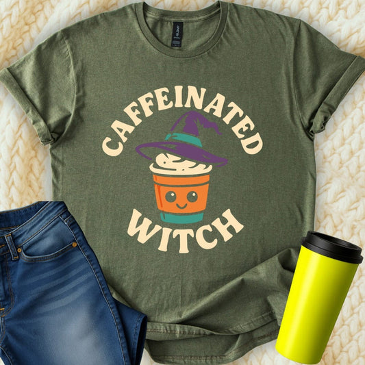 MyDesigns T-Shirt S / Military Green Caffeinated Witch T-Shirt