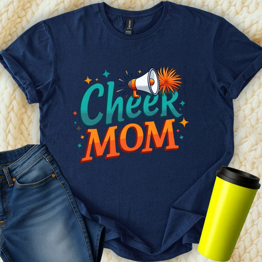 Printify T-Shirt Navy / S Cheer Mom T-Shirt