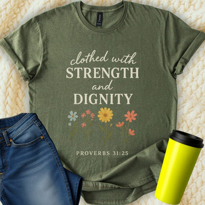 The Off Base T-Shirt S / Military Green Clothed With Strength  T-Shirt