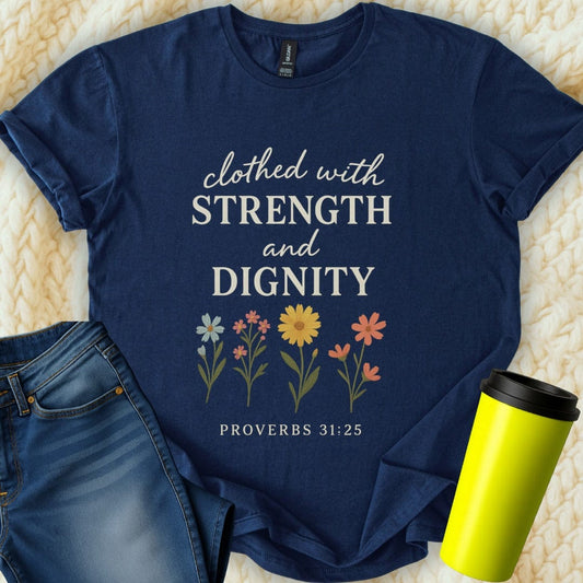 The Off Base T-Shirt S / Navy Clothed With Strength  T-Shirt