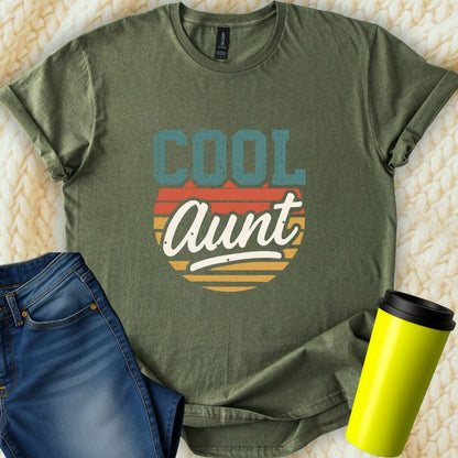 MyDesigns Physical Item Cool Aunt Retro Striped Graphic Design Tee Great T-Shirt