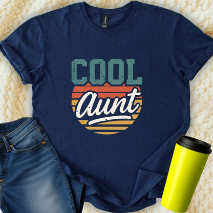 MyDesigns Physical Item Cool Aunt Retro Striped Graphic Design Tee Great T-Shirt