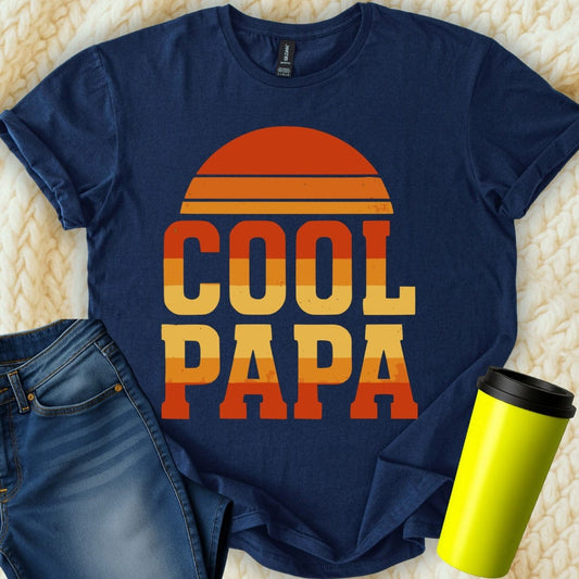 MyDesigns Physical Item COOL PAPA Sunset Stylish Retro Father's Day Graphic T-Shirt