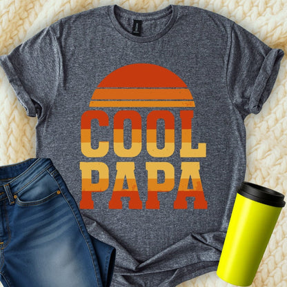 MyDesigns Physical Item COOL PAPA Sunset Stylish Retro Father's Day Graphic T-Shirt