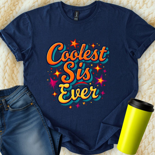 Printify T-Shirt Navy / S Coolest Sister T-Shirt