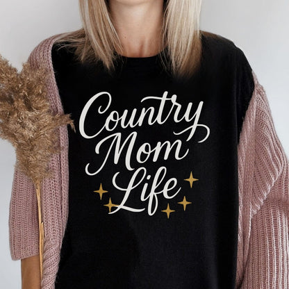 MyDesigns T-Shirt Country Mom Life With Stars Graphic Design Premium T-Shirt