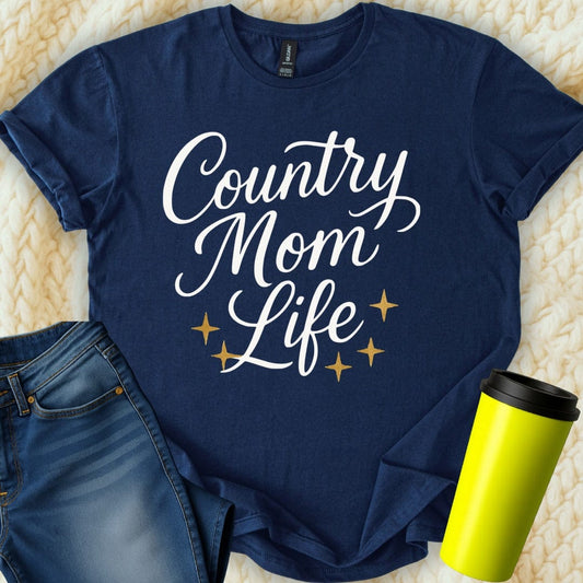 MyDesigns T-Shirt Country Mom Life With Stars Graphic Design Premium T-Shirt