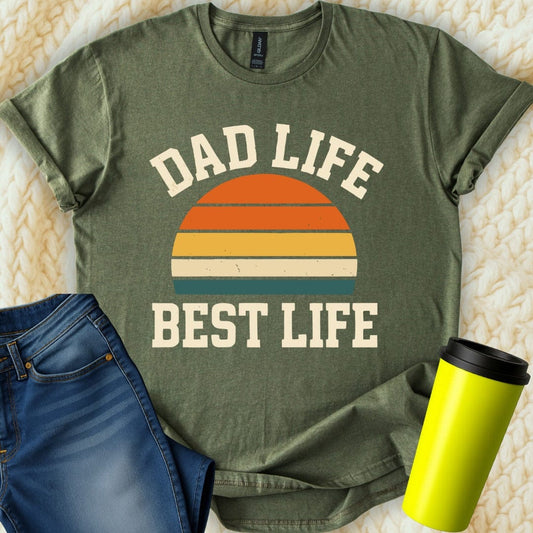 MyDesigns Physical Item Dad Life Best Life Retro Sunset Graphic T-Shirt