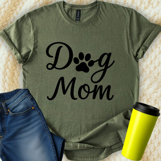 Printify T-Shirt Military Green / S Dog Mom T-Shirt