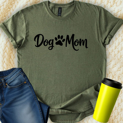 Printify T-Shirt Military Green / S Dog Mom T-Shirt