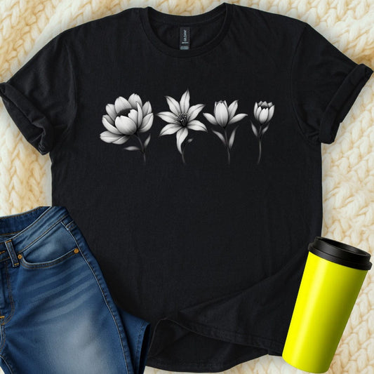 Printify T-Shirt Black / S Flower Mom T-Shirt