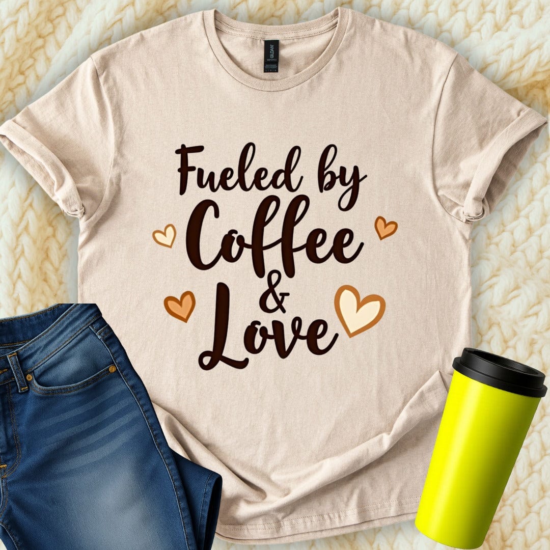 Printify T-Shirt Sand / S Fueled by Coffee T-Shirt
