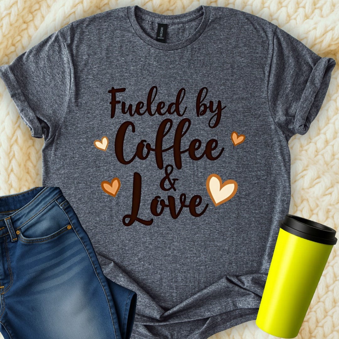 Printify T-Shirt Dark Heather / S Fueled by Coffee T-Shirt