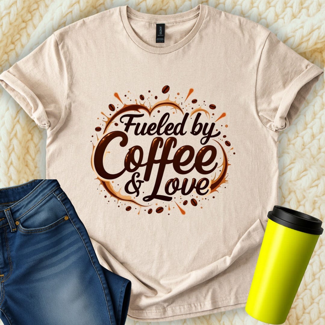 Printify T-Shirt Sand / S Fueled by Coffee T-Shirt