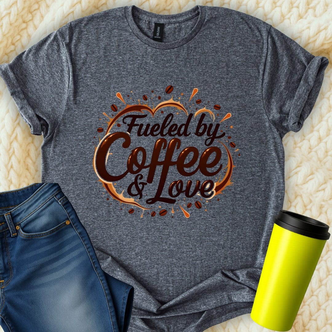 Printify T-Shirt Dark Heather / S Fueled by Coffee T-Shirt
