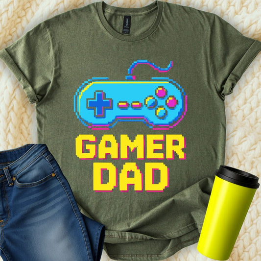 MyDesigns Physical Item Gamer Dad Retro Pixel Art Graphic T-Shirt