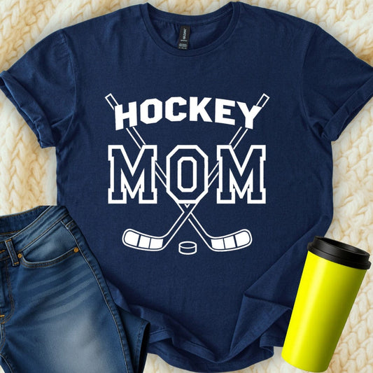 Printify T-Shirt Navy / S Hockey Mom T-Shirt