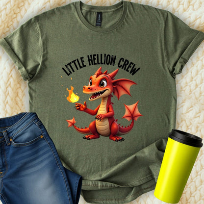 Printify T-Shirt Military Green / S Little Hellion Crew T-Shirt