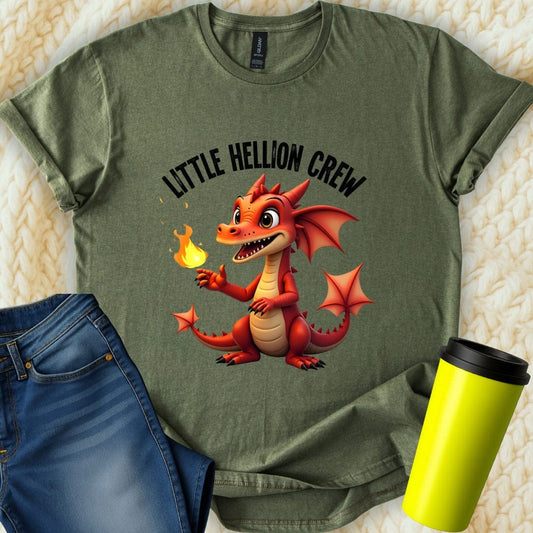 Printify T-Shirt Military Green / S Little Hellion Crew T-Shirt
