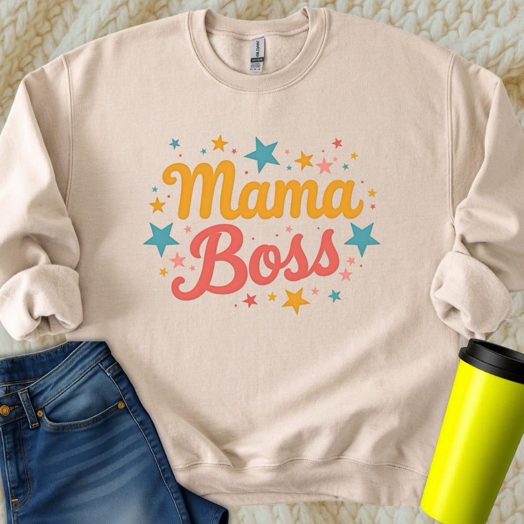 Printify Sweatshirt S / Sand Mama Boss Sweatshirt