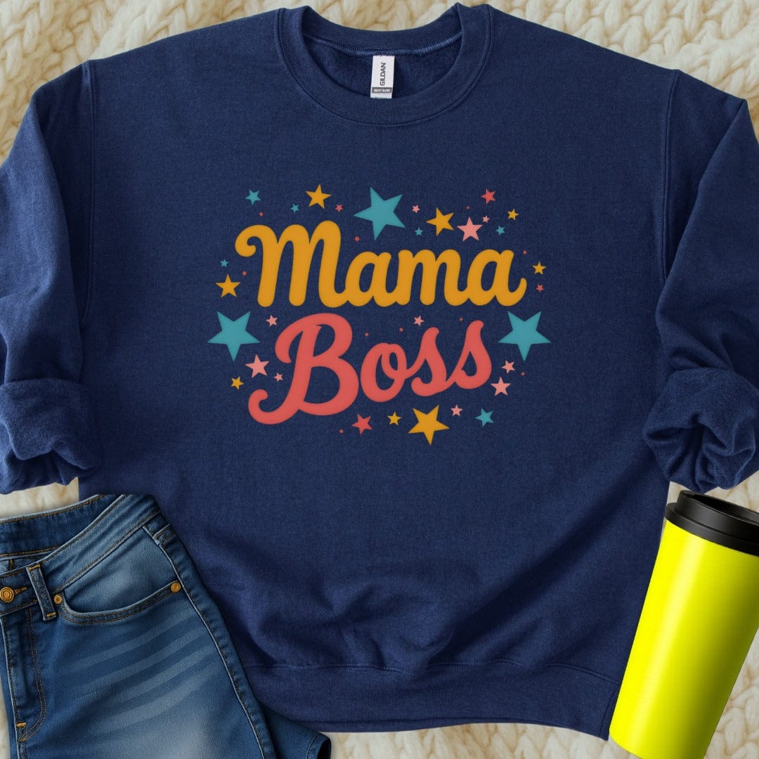 Printify Sweatshirt S / Navy Mama Boss Sweatshirt