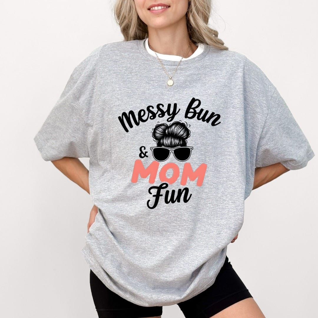 Printify T-Shirt Messy Bun Mom Fun T-Shirt