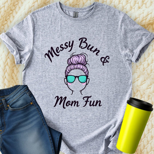 Printify T-Shirt Sport Grey / S Messy Bun Mom T-Shirt
