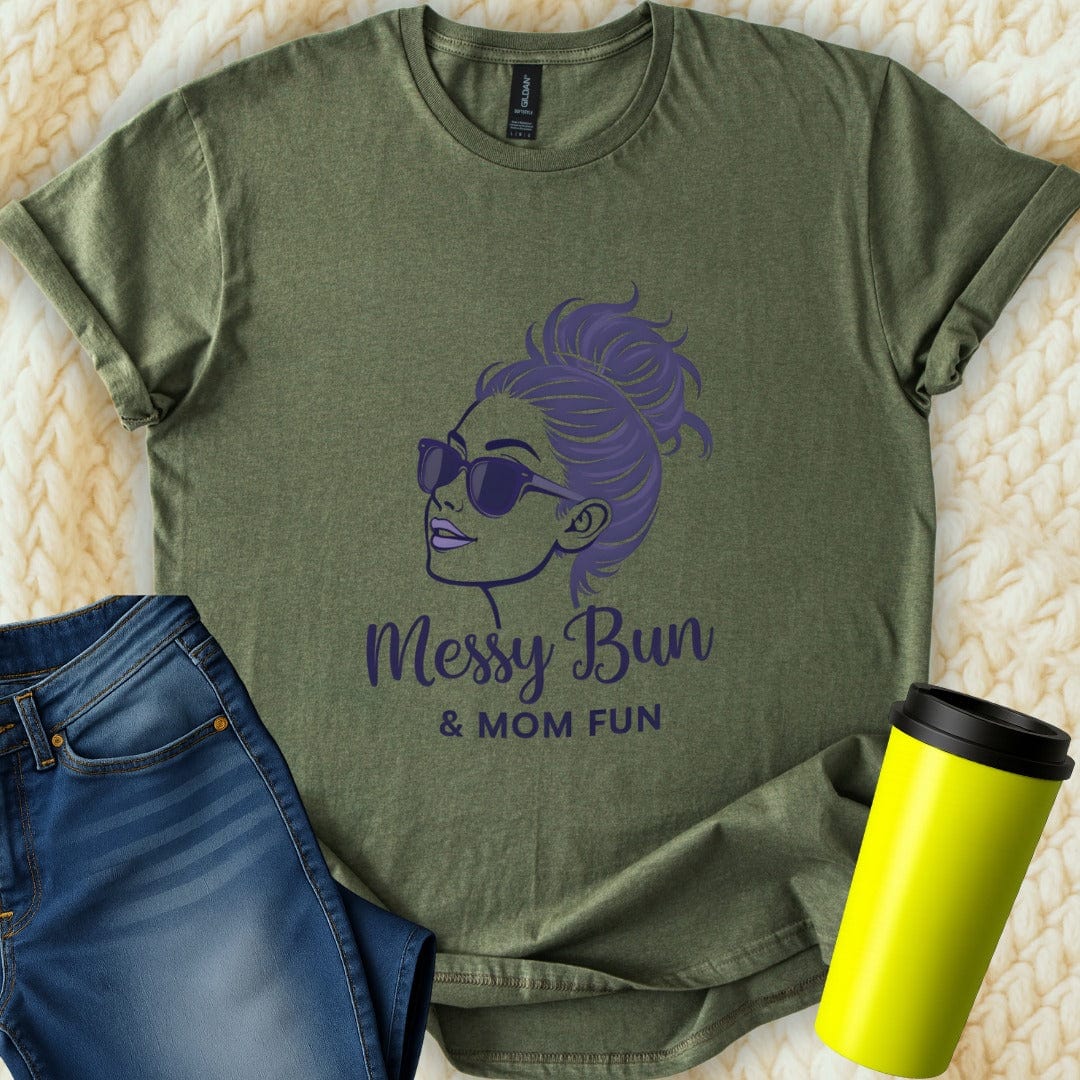 Printify T-Shirt Military Green / S Messy Bun T-Shirt