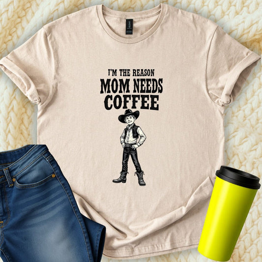 Printify T-Shirt Sand / S Mom Needs Coffee T-Shirt