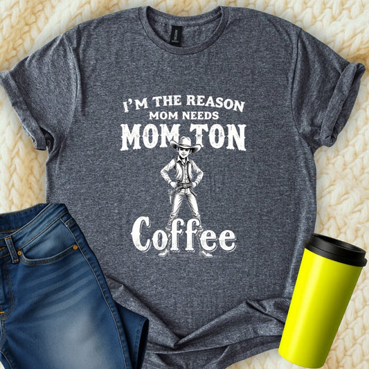 Printify T-Shirt Dark Heather / S Mom Needs Coffee T-Shirt
