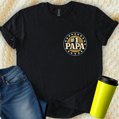 MyDesigns Physical Item Number One Papa Round Design Graphic Print for Fathers T-Shirt
