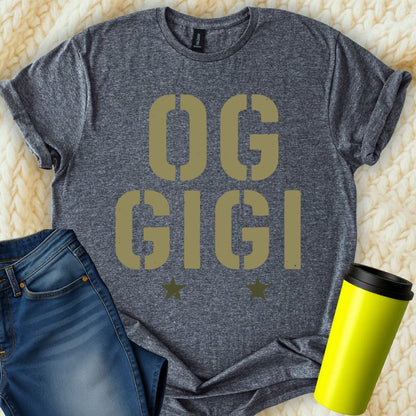 MyDesigns Physical Item OG Gigi With Stars Celebration Statement Design T-Shirt
