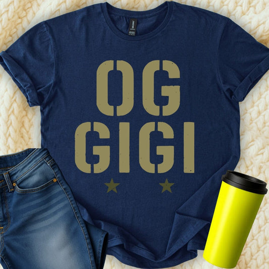 MyDesigns Physical Item OG Gigi With Stars Celebration Statement Design T-Shirt