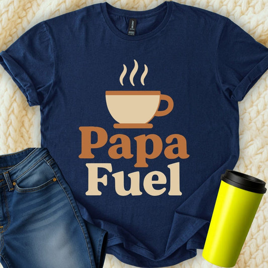 MyDesigns Physical Item Papa Fuel Graphic with Coffee Cup Design Novelty T-Shirt