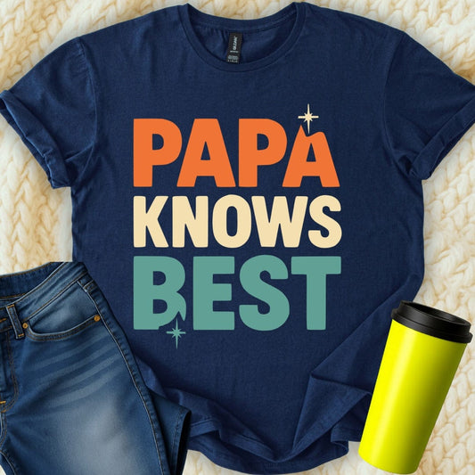 MyDesigns Physical Item Papa Knows Best Colorful Graphic Design Unisex T-Shirt