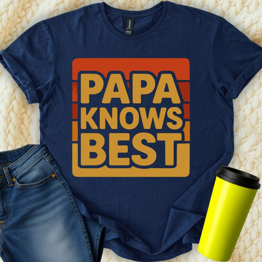 MyDesigns Physical Item Papa Knows Best Retro Style Graphic Family T-Shirt