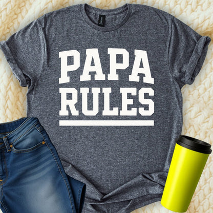 MyDesigns Physical Item Papa Rules Bold Text Design Gift Idea Awesome T-Shirt