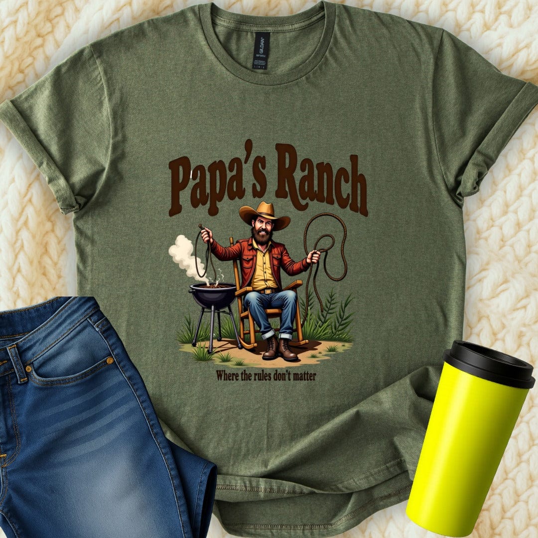 Printify T-Shirt Military Green / S Papa's Ranch T-Shirt