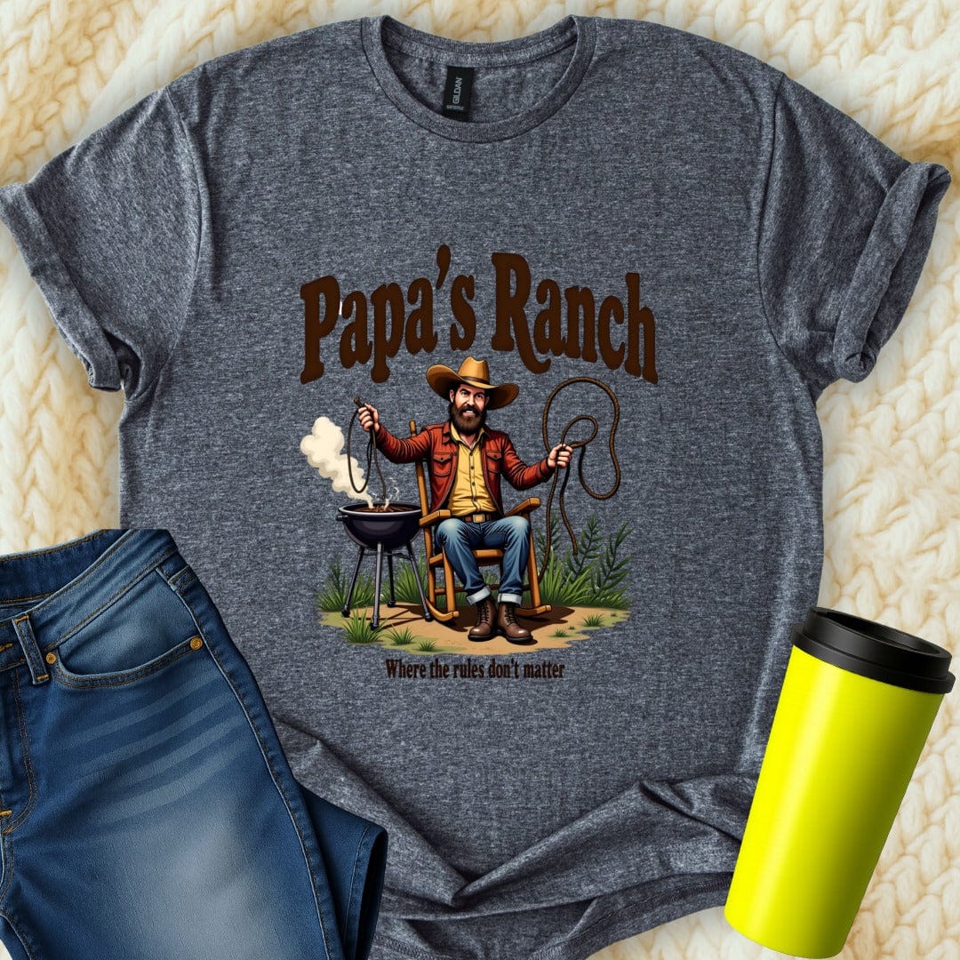 Printify T-Shirt Dark Heather / S Papa's Ranch T-Shirt
