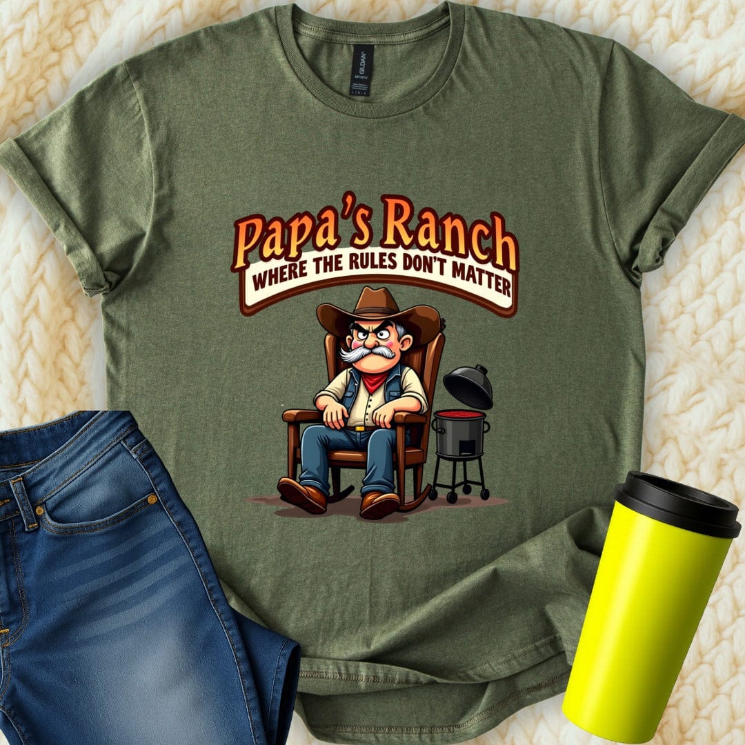 Printify T-Shirt Military Green / S Papa's Ranch T-Shirt