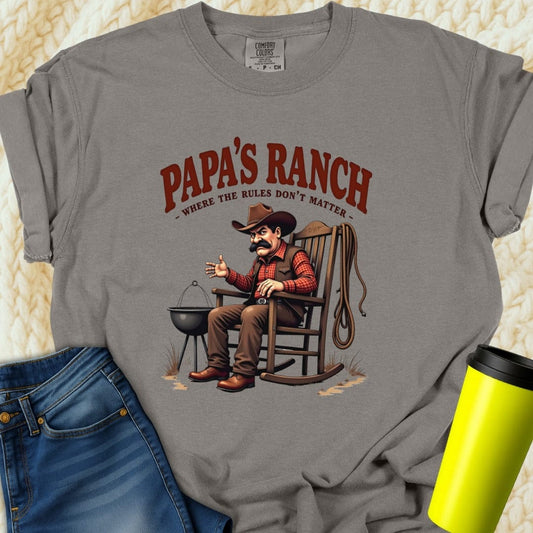 Printify T-Shirt Grey / S Papa's Ranch Tee
