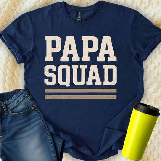 MyDesigns Physical Item Papa Squad Fathers Day Gift For New Dad Idea Funny T-Shirt