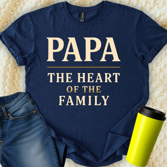 MyDesigns Physical Item Papa The Heart Of The Family Father's Day Graphic T-Shirt