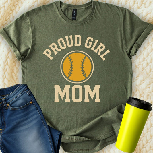 MyDesigns T-Shirt Proud Girl Mom Baseball Game Supporter T-Shirt