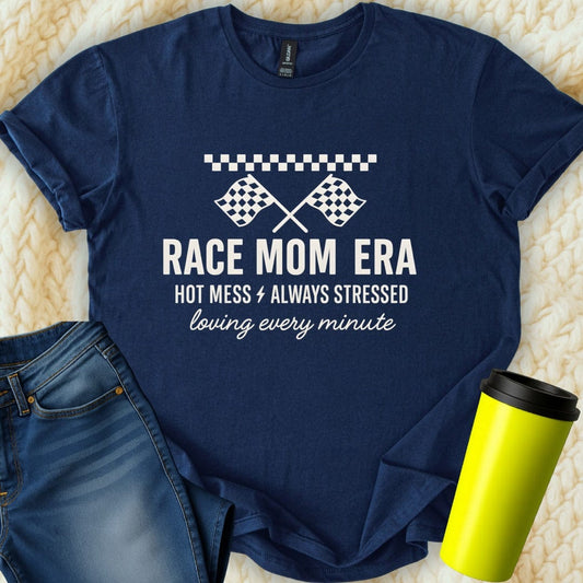 Printify T-Shirt Navy / S Race Mom Era T-Shirt
