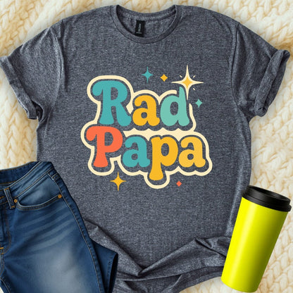 MyDesigns Physical Item Retro Style Rad Papa Colorful Design Graphic T-Shirt