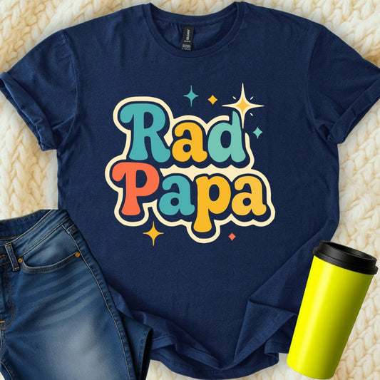 MyDesigns Physical Item Retro Style Rad Papa Colorful Design Graphic T-Shirt