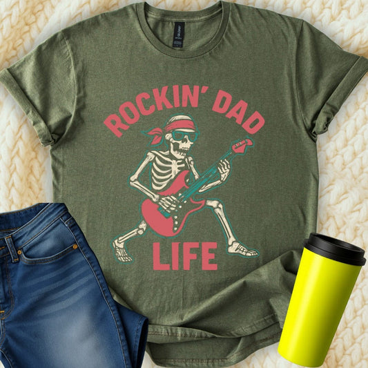 MyDesigns Physical Item Rockin' Dad Life Skeleton Guitarist T-Shirt