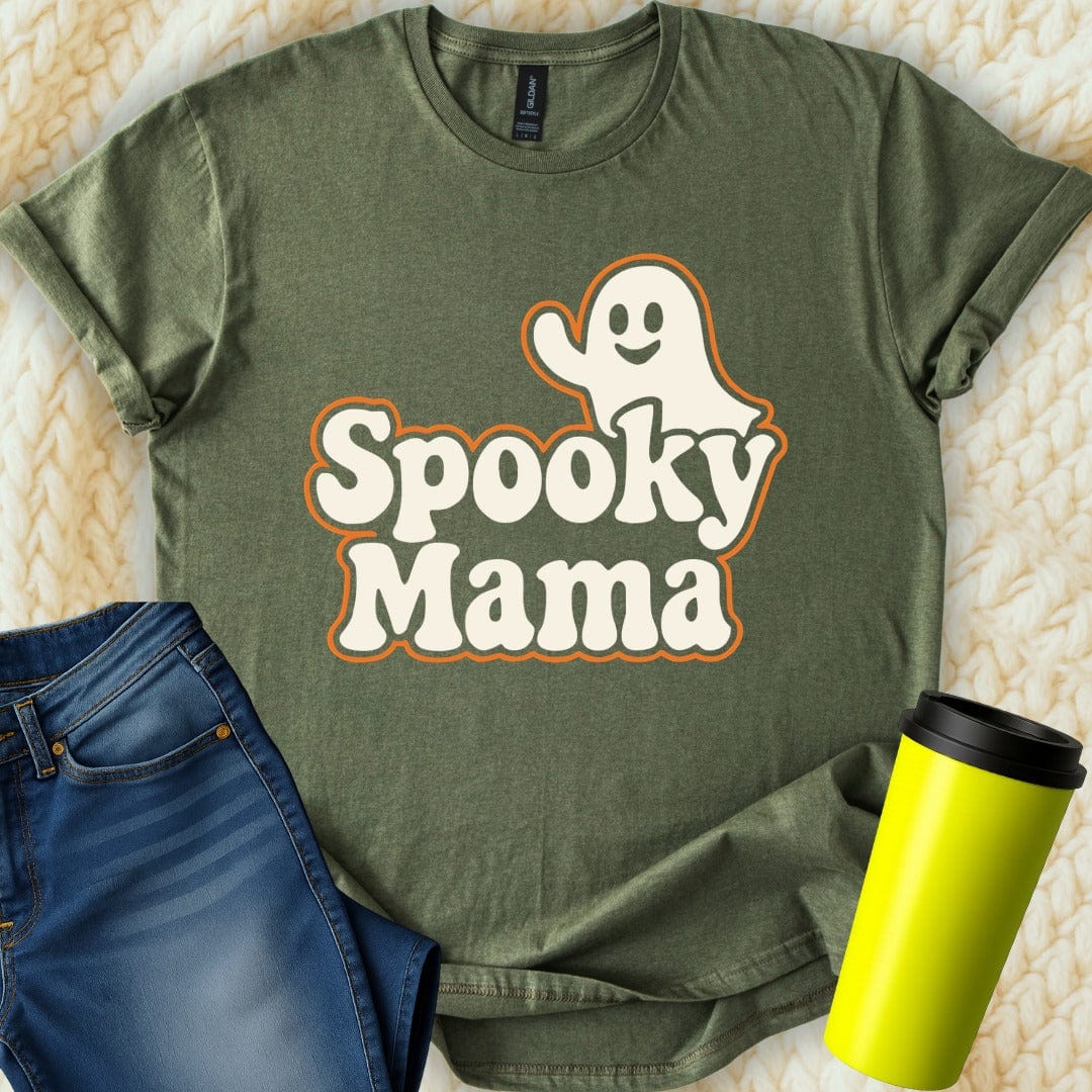 MyDesigns T-Shirt S / Military Green Spooky Mama Retro T-Shirt