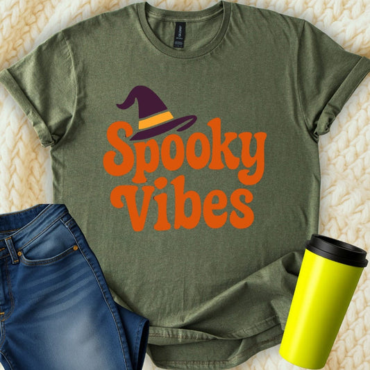 MyDesigns T-Shirt S / Military Green Spooky Vibes T-Shirt